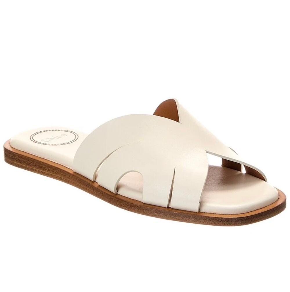 Chloé Lucille White Leather Sandals - Women's Size 11